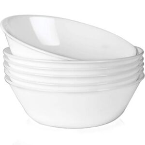 DELLING 1.3 Qt / 43 Oz Serving Bowls Set for Pasta, Salad and More – 6 Pack White Dishes