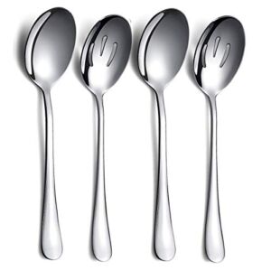 Serving Spoons 4 Pieces, Kyraton Serving Spoon, Include 2 Serving Spoon And 2 Slotted Spoons, Stainless Steel Serving Utensils, Serving Set Packing of 4