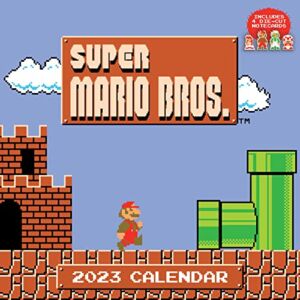 Super Mario Bros. 8-Bit Retro 2023 Wall Calendar with Bonus Diecut Notecards