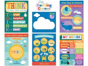 Carson Dellosa Calming Strategies Bulletin Board Set—Calming Strategies and Mood Charts for Social Emotional Learning, Homeschool or Classroom Decor (7 pc)