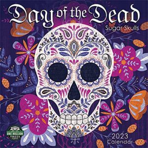 Day of the Dead 2023 Wall Calendar: Sugar Skulls | 12″ x 24″ Open | Amber Lotus Publishing