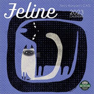 Feline 2023 Wall Calendar: Terry Runyan’s Cats | 12″ x 24″ Open | Amber Lotus Publishing