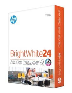 HP Printer Paper | 8.5 x 11 Paper | BrightWhite 24 lb |1 Ream – 500 Sheets| 100 Bright | Made in USA – FSC Certified | 203000R