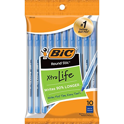 BIC Round Stic Xtra Life Ballpoint Pen, Medium Point (1.0mm), Blue, 10-Count | The Storepaperoomates Retail Market - Fast Affordable Shopping