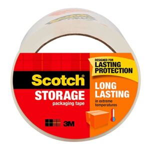Scotch Long Lasting Storage Packaging Tape, 1.88″ x 54.6 yd, Designed for Storage and Packing, Stays Sealed in Weather Extremes, 3″ Core, Clear, 1 Roll (3650)