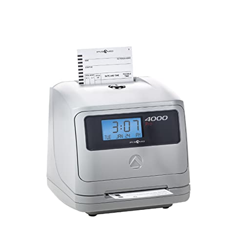 Pyramid Time Systems Model 4000 Auto Totaling Time Clock, 50 Employees, Includes 25 time Cards, Ribbon, 2 Security Keys and User Guide, Made in USA, Silver, “7.25””h x 7″”w x 6.75″” d” | The Storepaperoomates Retail Market - Fast Affordable Shopping