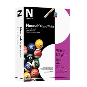 Neenah Premium Cardstock, 8.5″ x 11″, 65 lb/176 gsm, Bright White, 250 Sheets (91904)