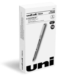 uni-ball Vision Rollerball Pens Fine Point, 0.7mm, Black, 12 Pack