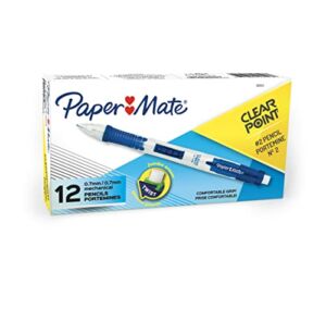 Paper Mate Clearpoint Mechanical Pencils, 0.7mm, HB 2, Blue Barrels, 12 Count