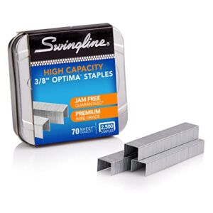 Swingline Staples, Optima, High Capacity, 3/8″ Length, Jam Free, 125/Strip, 2500/Box, 1 Box (35550)