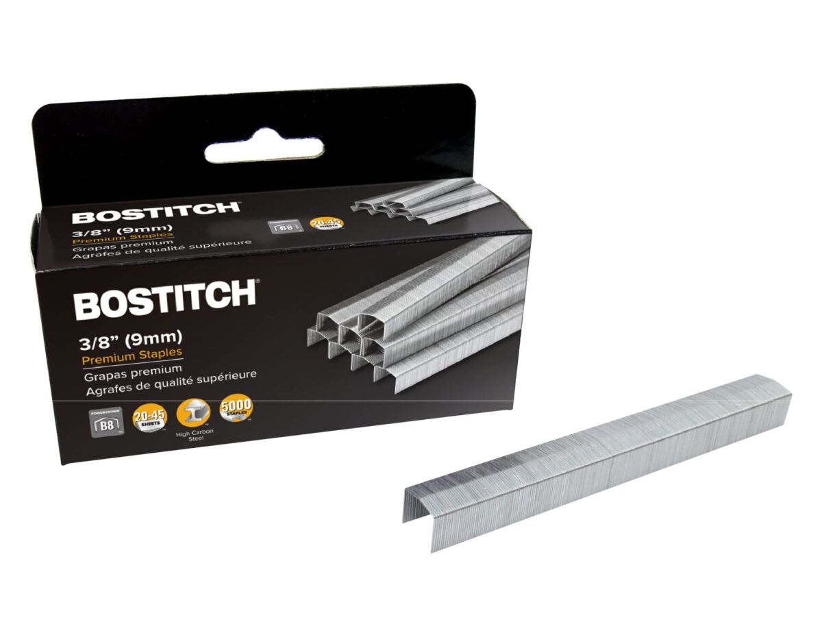 Bostitch B8 PowerCrown Staples, 0.375 Inch Leg, 45 Sheet Capacity, 5,000 Per Box (STCR21153/8) | The Storepaperoomates Retail Market - Fast Affordable Shopping