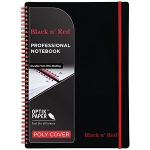 Black n’ Red Notebook, Durable Poly Cover, Premium Optik Paper, Scribzee App Compatible, Environmentally Friendly, Spiral Binding, 11-3/4″ x 8-1/4″, 70 Double-Sided Ruled Sheets, Secure Bungee Closure, 1 Count (E67008)