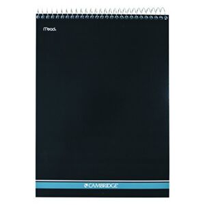 Mead Cambridge Notebook, Top Wirebound Spiral Notebook, College Ruled Memo NotePad, Stiff Back, Durable Cover Business Journal, 8-1/2″ x 11″, 70 Double-Sided Sheets, Navy (59882), White
