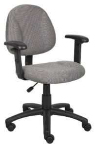 Boss Office Products Perfect Posture Delux Fabric Task Chair with Adjustable Arms in Grey