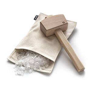 glacio Ice Mallet and Lewis Bag – Wood Hammer and Canvas Bag for Crushed Ice