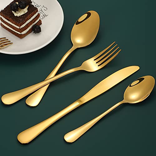 Gold Silverware Set for 12, Compralo 60 Pieces Stainless Steel Flatware Set, Shiny Golden Cutlery Tableware Set, Kitchen Utensils Include Spoons, Forks, Knives, Mirror Polished and Dishwasher Safe | The Storepaperoomates Retail Market - Fast Affordable Shopping