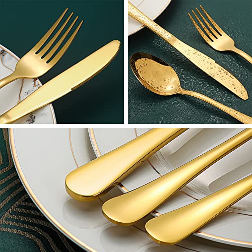Gold Silverware Set for 12, Compralo 60 Pieces Stainless Steel Flatware Set, Shiny Golden Cutlery Tableware Set, Kitchen Utensils Include Spoons, Forks, Knives, Mirror Polished and Dishwasher Safe | The Storepaperoomates Retail Market - Fast Affordable Shopping
