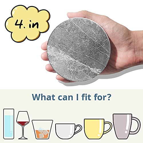 LIFVER Coasters for Drinks Absorbent, Living Room Decor, Ceramic Coasters Set of 6 with Cork Base, Protect Wooden Table or Furniture from Scratched, Drink Coasters with Holder – Grey | The Storepaperoomates Retail Market - Fast Affordable Shopping