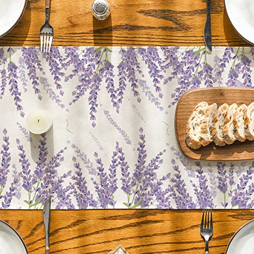 Artoid Mode Lavender Spring Table Runner, Easter Summer Seasonal Anniversary Holiday Kitchen Dining Table Decoration for Indoor Outdoor Home Party Decor 13 x 72 Inch | The Storepaperoomates Retail Market - Fast Affordable Shopping