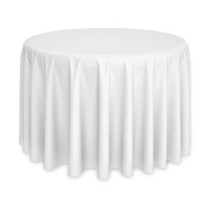 Lann’s Linens – 120″ Round Premium Tablecloth for Wedding / Banquet / Restaurant – Polyester Fabric Table Cloth – White