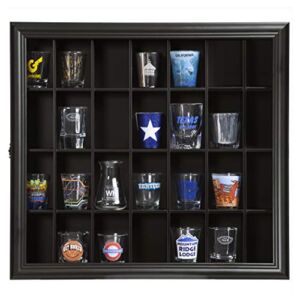 Gallery Solutions 18×16 Shot Glass Hinged Front Display Case, 18″ x 16″, Black