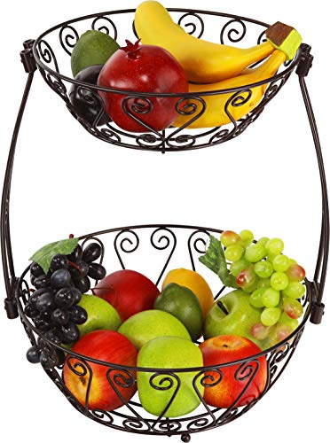 SimpleHouseware 2-Tier Countertop Fruit Basket Bowl Storage, Bronze | The Storepaperoomates Retail Market - Fast Affordable Shopping