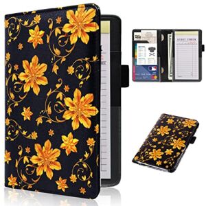 RSAquar Server Books for Waitress, Cute Waitstaff Organizer Wallet Support with 7 Storage Pockets for Recipes and Guest Check, Leather Waiter Book Fit Server Apron, Paisley Flower