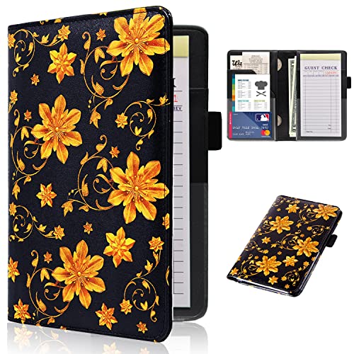 RSAquar Server Books for Waitress, Cute Waitstaff Organizer Wallet Support with 7 Storage Pockets for Recipes and Guest Check, Leather Waiter Book Fit Server Apron, Paisley Flower | The Storepaperoomates Retail Market - Fast Affordable Shopping