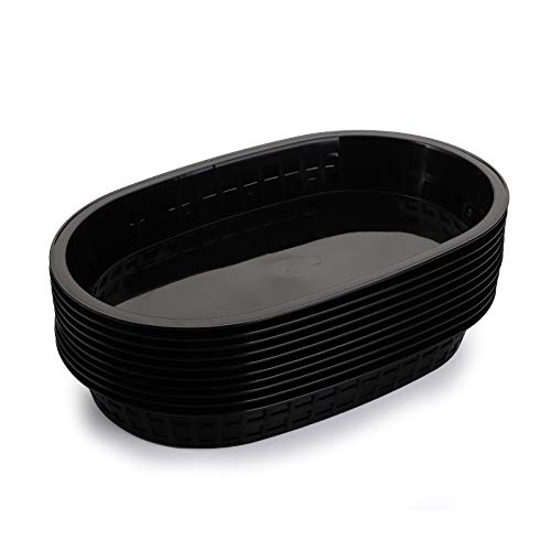 Cedilis 40 Pack Fast Food Baskets, 10.5 x 7 Inch Black Plastic Baskets, Food Service Tray for Hot Dogs, Burgers, Sandwiches, Fries, Barbecues, Picnics, Parties | The Storepaperoomates Retail Market - Fast Affordable Shopping