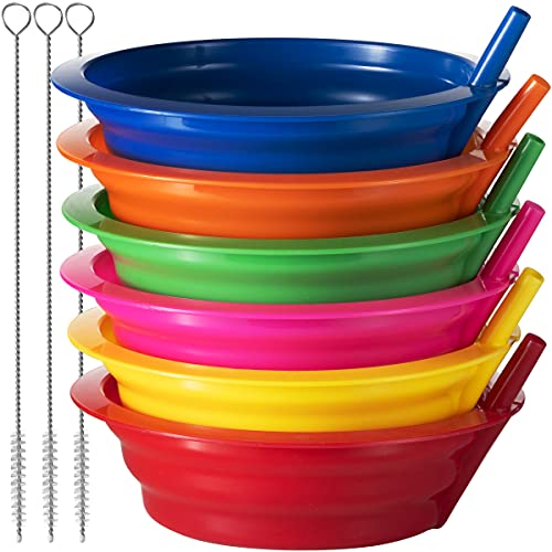 Cereal Bowls with Straws for Kids – (Set of 6 – 20-Ounce Bowls) BPA-Free Plastic Reusable Bowls with Built-In Straws for Children & Toddlers, Dishwasher and Microwave Safe, Includes 3 Cleaning Brushes | The Storepaperoomates Retail Market - Fast Affordable Shopping