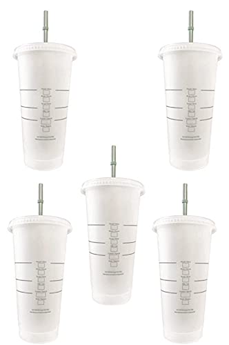 Starbuck 5 Pack Bundle – Reusable Frosted 24 oz Cold Cup with Lid and Green Straw w/Stopper | The Storepaperoomates Retail Market - Fast Affordable Shopping