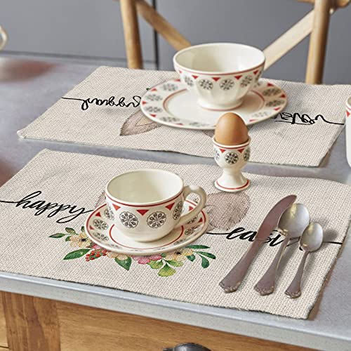 Happy Easter Bunny Ears Floral placemats 18×12 Inches Seasonal Spring Decor Rabbits Holiday Farmhouse Indoor Vintage Theme Gathering Dinner Party Decorations | The Storepaperoomates Retail Market - Fast Affordable Shopping