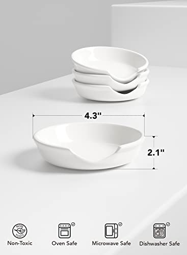 LE TAUCI Ceramic Spoon Rest for kitchen, 4.8 Inches Spoon Holder for Stove Top, Coffee Spoon Rest, Spoon Cradle, Kitchen Basics, Kitchen Accessories For Utensils, Set of 4, White | The Storepaperoomates Retail Market - Fast Affordable Shopping