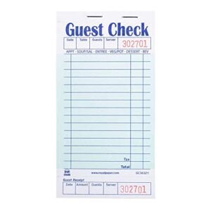 AmerCare Royal Green Guest Check Paper Receipt Book, Carbonless Order Book with 15 Lines, 1 Part Booked, Pack of 10 Server Notepad Books