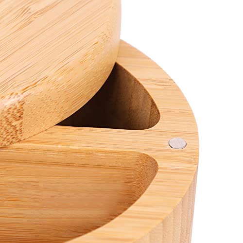 Bamboo Salt and Pepper Bowls by HTB, Divided Salt Cellar With Swivel Lid and Spoon, Seasoning Containers With Magnetic Lid to Keep Dry, Mini Spoon Built Into Top (Large) | The Storepaperoomates Retail Market - Fast Affordable Shopping