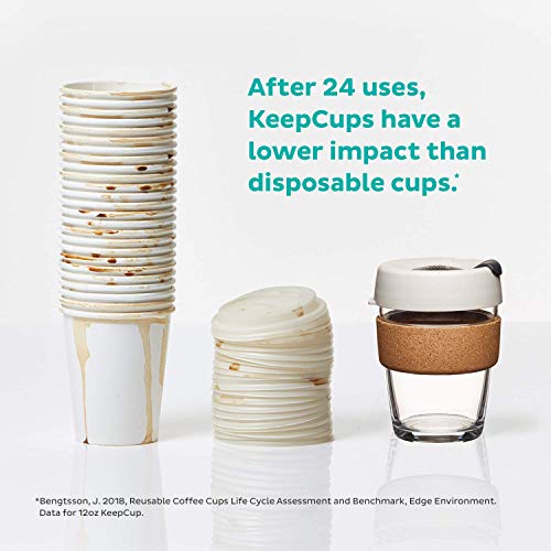 KeepCup Reusable Tempered Glass Coffee Cup | Travel Mug with Spill Proof Lid, Brew Cork Band, Lightweight, BPA Free | Medium | 12oz | Filter | The Storepaperoomates Retail Market - Fast Affordable Shopping