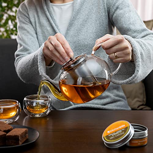 Tea Kettle Infuser Stovetop Gift Set – Glass Teapot with Removable Stainless Steel Strainer, Microwave & Dishwasher Safe, Tea Pot with Blooming, Loose Leaf Tea Sampler & 4 Double Wall Cups, Tea Maker. | The Storepaperoomates Retail Market - Fast Affordable Shopping