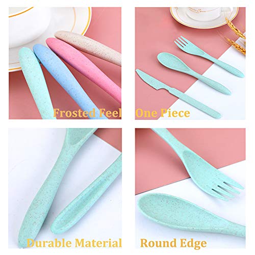 4 Sets Wheat Straw Cutlery,Portable Cutlery Spoon Knife Fork Tableware Set with Case for Kids Adults Travel Picnic Camping Daily Use,Eco-Friendly BPA Free,4 Colors | The Storepaperoomates Retail Market - Fast Affordable Shopping