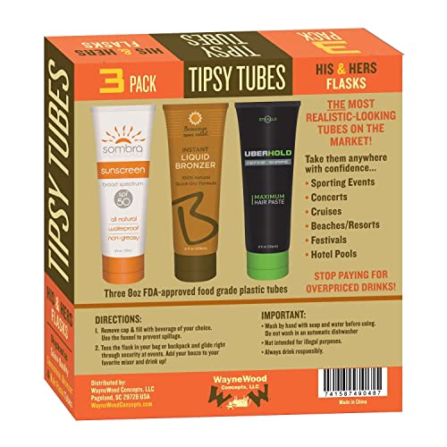 Tipsy Tubes Hidden Sunscreen Lotion Flask – Suntan Oil Flask-Sneak Smuggle Hide Booze and Alcohol – His and Her Flask for Concerts and Cruises – White Elephant Stocking Stuffer Gift | The Storepaperoomates Retail Market - Fast Affordable Shopping