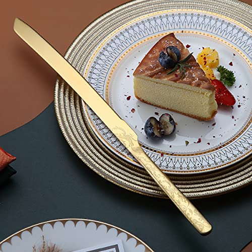 Berglander Gold Wedding Cake Knife and Server Set, Titanium Gold Plating With Unique Pattern Design Cake Cutter Serving Set Perfect For Wedding, Birthday, Parties and Events Dishwasher Safe | The Storepaperoomates Retail Market - Fast Affordable Shopping