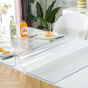 OstepDecor 48 x 24 Inch Clear Table Protector, 1.5mm Thick Clear Table Cover Protector, Desk Protector Clear Plastic Tablecloth Protector, Plastic Table Cover for Coffee Table, Writing Desk
