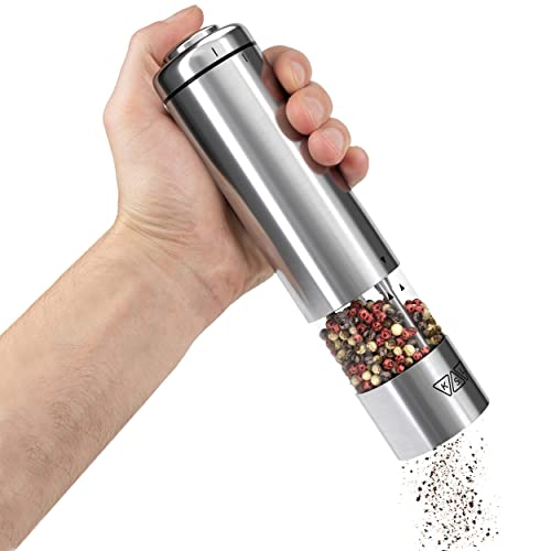 KSL Electric Salt and Pepper Grinder Set – Adjustable Powered Shakers – Automatic One Hand Mills with Light – Stainless Steel Battery Operated Peppermill – Birthday, Christmas & New Year Gift Kit | The Storepaperoomates Retail Market - Fast Affordable Shopping