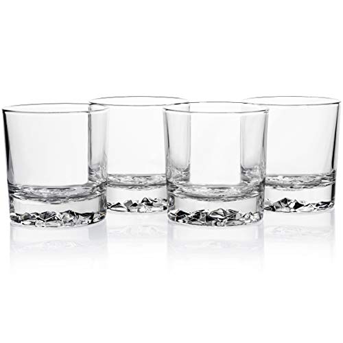 OBSIDIAN Whiskey Glasses Set of 4 with Brilliant Mountain Imprint | Bar Glasses | Old Fashioned Tumblers | Lowball Glasses | Rocks Glasses | Standard 11.5 OZ Beverage Glass | The Storepaperoomates Retail Market - Fast Affordable Shopping
