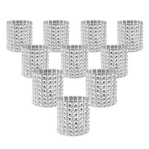 KPOSIYA Napkin Rings, Pack of 120 Rhinestone Napkin Rings Diamond Adornment for Place Settings, Wedding Receptions, Dinner or Holiday Parties, Family Gatherings (120, Silver)