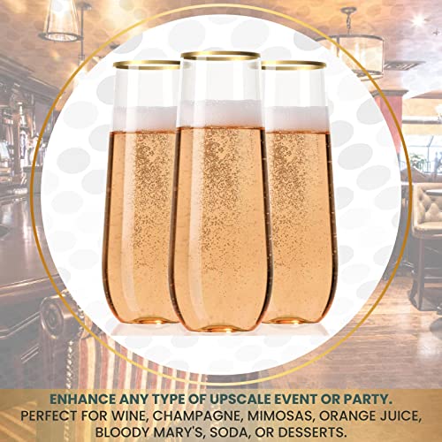 30 Plastic Stemless Champagne Flutes – Disposable Unbreakable 9 Oz toasting glasses, With Gold rim | Reusable, Clear, Fancy & Shatterproof Champagne Glasses – Ideal for Weddings, Birthdays, Parties | The Storepaperoomates Retail Market - Fast Affordable Shopping