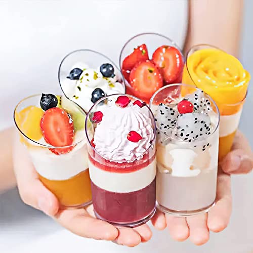 Zezzxu 50 Pack Mini Dessert Cups with Spoons, 2.2 oz Clear Plastic Parfait Appetizer Cups Shot Glasses Small Serving Bowls for Tasting Sample Appetizers | The Storepaperoomates Retail Market - Fast Affordable Shopping
