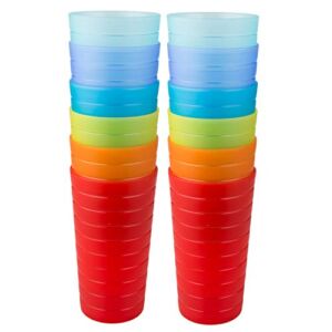 AOYITE Plastic Tumblers Drinking Glasses Set of 12 | Break Resistant 22 oz Plastic Cups | 6 Assorted Colors Restaurant Quality | BPA Free