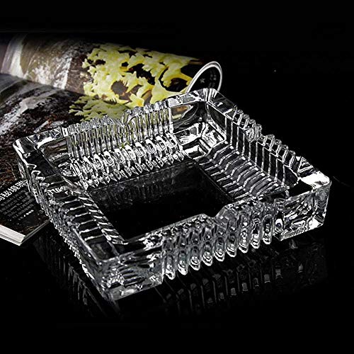 Ashtray , Large Glass Ashtray for cigarette cigar , Clear Crystal Ash trays Outdoor Glass Spuare Ashtrays (7x7inch) | The Storepaperoomates Retail Market - Fast Affordable Shopping
