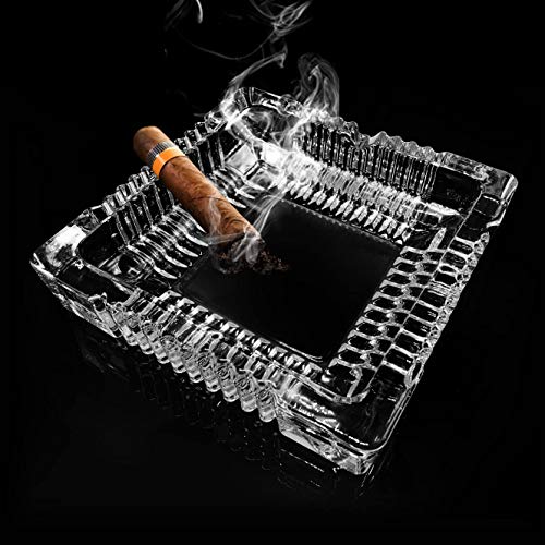 Ashtray , Large Glass Ashtray for cigarette cigar , Clear Crystal Ash trays Outdoor Glass Spuare Ashtrays (7x7inch) | The Storepaperoomates Retail Market - Fast Affordable Shopping