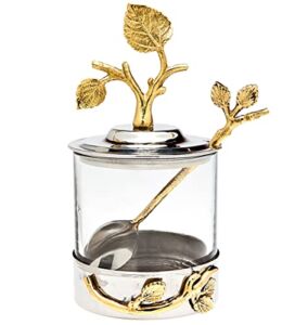 Godinger Leaf Jam Jar With Spoon, Honey Jar with Spoon, Honey Dish